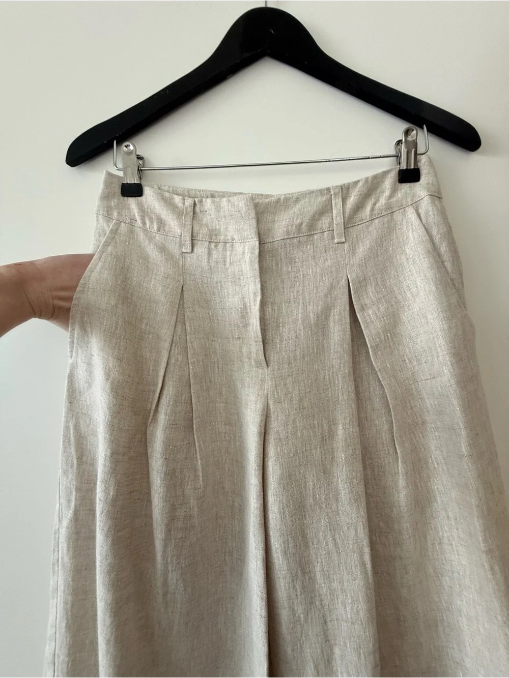 NWOT Reformation Linen Wide Leg Asher Trouser Pants Oatmeal Size 2